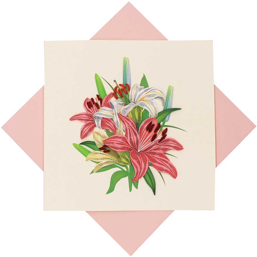 Quilled Pink Lilies Card